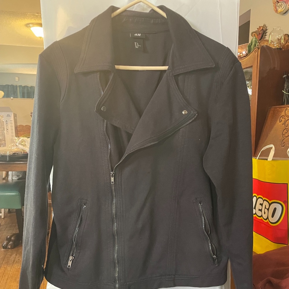 H&M black Moto style jacket, size XL